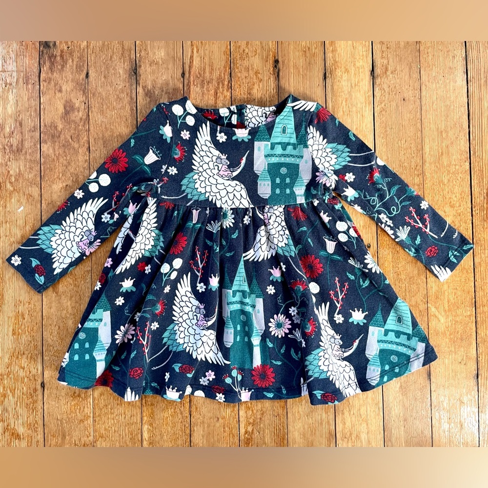 Navy Castle Cotton Skater Dress 12-18 mo
